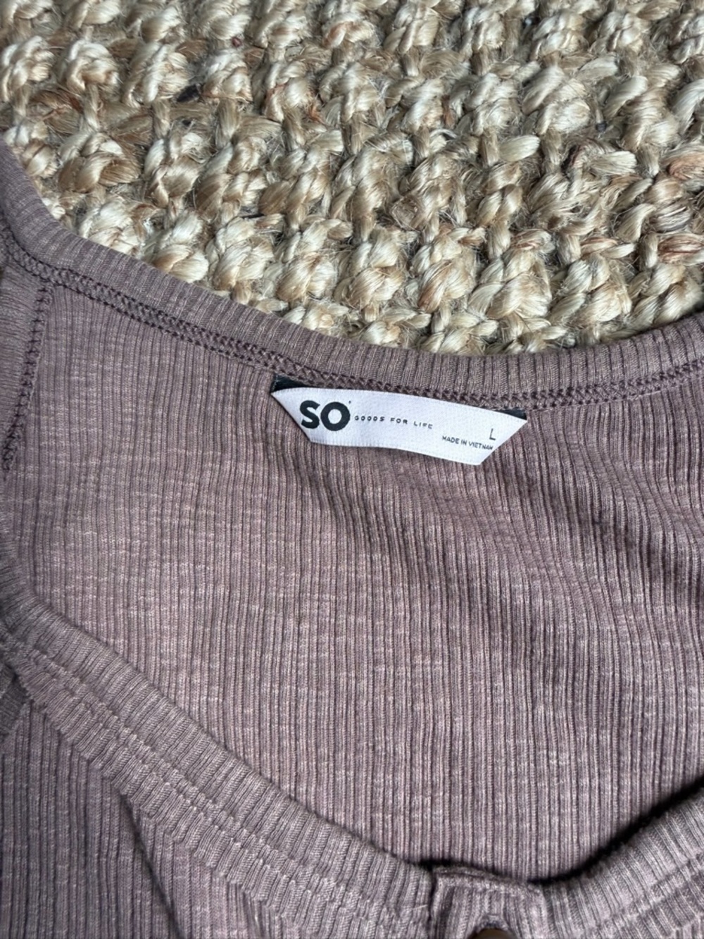 SO Button-Front Ribbed Tank in Taupe - Picture 2 of 2